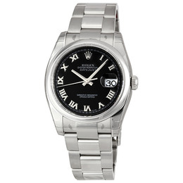 Pre-owned Rolex Datejust Black Dial Mens Watch 116200-bkro