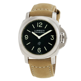 Panerai Luminor Logo Hand Wind Black Dial Mens Watch pam01086