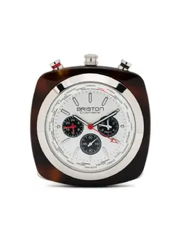 Briston Clubmaster Watch, 50mm Stainless Steel Case with White/Black Cushion Dial - Automatic Movement, Chronograph, Dual Timer, World Time Zones