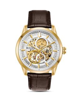 Часы Sutton Skeleton, 43 мм Bulova, цвет Multi 3077793 | white/brown