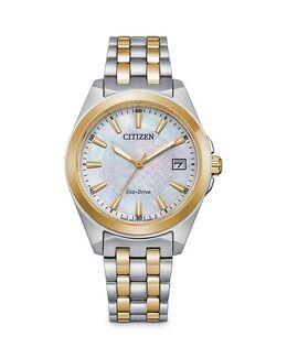 Женские двухцветные часы-браслет Corso из нержавеющей стали, 33 мм Citizen, цвет White 4129361 | white/two-tone