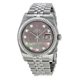 Pre-owned Rolex Oyster Perpetual Model 116234BKMDJ Dark Mother of Pearl Dial Men's Watch