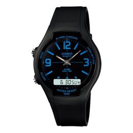 Часы Casio Quartz Waterproof Sports Mens Black Analog/Digital Combo, черный aw-90h-2b | black