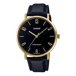 Часы Casio Quartz Waterproof Mens Black Analog, черный mtp-vt01gl-1b2 | black
