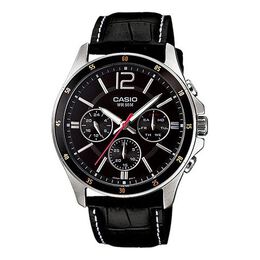 Часы Casio Quartz Waterproof Mens Black Analog, черный mtp-1374l-1av | black