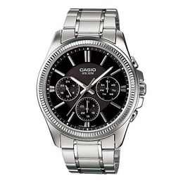 Часы Casio Waterproof Stainless Steel Strap Quartz Mens Black Analog, черный mtp-1375d-1avdf | black