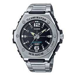 Часы Casio Quartz Limited Edition Waterproof Stainless Steel Strap Unisex Mens Black Analog, черный mwa-100hd-1a | black