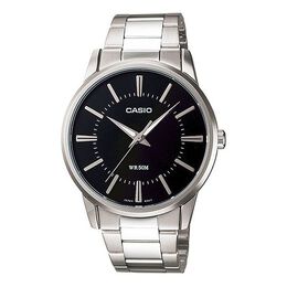 Часы Casio Waterproof Stainless Steel Strap Mens Black Analog, черный mtp-1303d-1avdf | black