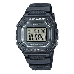 Часы Men's Casio Sports f Waterproof 43.2mm Resin Strap Watch Mens Black Digital, черный w-218h-8av | black