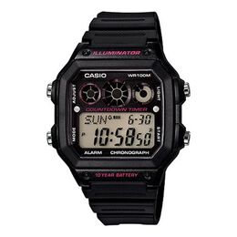 Часы Casio Waterproof Sports Shockproof Mens Black Digital, черный ae-1300wh-1a2 | black
