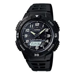 Часы Casio Waterproof Sports Shockproof Solar Powered Mens Black Analog, черный aq-s800w-1b | black