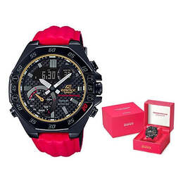 Часы Casio EDIFICE Waterproof Limited Edition Mens Red/Black Analog/Digital Combo, красный ecb-10hr | red/black