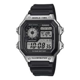 Часы Casio Waterproof Sports Unisex Mens Black Digital, черный ae-1200wh-1c | black