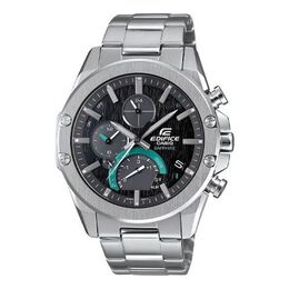 Часы Casio EDIFICE Quartz Waterproof Sapphire Crystal Solar Powered Black DialSilver Strap Mens BlackSilver Analog, черный eqb-1000d-1 | blacksilver
