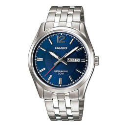 Часы Men's Casio Quartz Movement Stainless Steel Strap Waterproof Quartz Watch Blue Mens, синий mtp-1335d-2a | blue