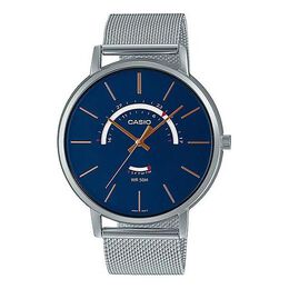 Часы Men's Casio Dress Series waterproof quartz Watch 43mm Silver Stainless Steel Strap Mens Blue Analog, синий mtp-b105m-2av | blue