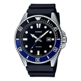 Часы Casio Stainless Steel Strap Quartz Waterproof Mens Blue Analog, синий mdv-107-1a2 | blue