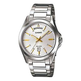 Часы Casio Stainless Steel Strap Mens White Analog, белый mtp-1370d-7a2 | white