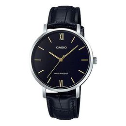 Часы Casio Leather Band Waterproof Quartz Black Analog, черный ltp-vt01l-1b | black