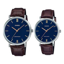 Часы Casio Unisex DRESS Series Waterproof Couple Quartz Blue Analog, синий mtp-vt01l-2b&ltp-vt01l-2b | blue