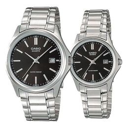 Часы Casio ENTICER&VINTAGE Series Simplistic Casual Fashion Stainless Steel Couple Black Analog, черный mtp-1183a-1a&ltp-1183a-1a | black