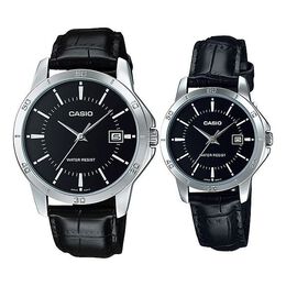 Часы Casio Couple Quartz Waterproof Unisex Mens Black Analog, черный mtp-v004l-1a&ltp-v004l-1a | black