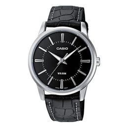 Часы Casio Fashion Stylish Business Leather Strap Analog Watch 'Black Silver', черный mtp-1303pl-1avef | black