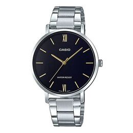 Часы Casio Waterproof Quartz Silver/Black Dial Black Analog, черный ltp-vt01d-1b | black