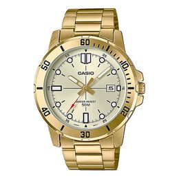 Часы Casio Stainless Steel Strap Mens Gold Analog, желтый mtp-vd01g-9e | gold