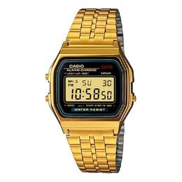 Часы Casio Quartz Waterproof Analog Unisex Mens Gold Digital, желтый a159wgea-1df | gold