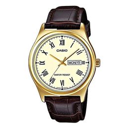 Часы Casio Dress Minimalistic Business Analog Watch 'Dark Brown Gold', желтый mtp-v006gl-9b | gold
