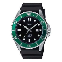 Часы Men's Casio Series 200m Waterproof Stainless Steel Black Dial Luminous Quartz Watch Mens Green Analog, зеленый mdv-106b-1a3vcf | green
