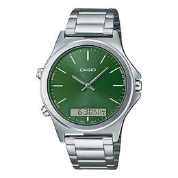 Часы Casio Dress Classic Business Analog-Digital Watch 'Silver Green', зеленый mtp-vc01d-3e | green