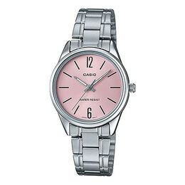 Часы Casio Waterproof Stainless Steel Strap Quartz Pink Watch Dial Pink Analog, розовый ltp-v005d-4b | pink