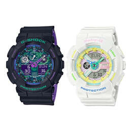 Часы Casio Baby-G 'Black & White', фиолетовый ga-100bl-1a&ba-110tm-7a | purple/white