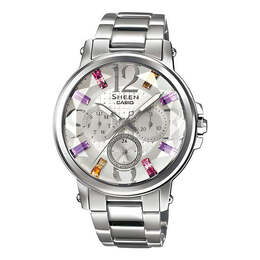 Часы Casio SHEEN Stylish Waterproof Quartz Movement Stainless Steel Strap Watch 44*38.4*11mm Silver, цвет silver she-3035d-7a | silver