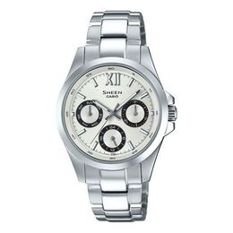 Часы Casio Waterproof SHEEN Sapphire Crystal Stainless Steel Strap Silver Analog, цвет silver she-3512d-7aupr | silver
