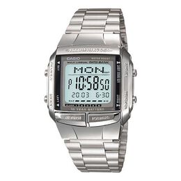 Часы Casio Men' s Data Bank Dial Stainless Steel Band Quartz Waterproof Mens Silver Digital, цвет silver db-360-1a | silver