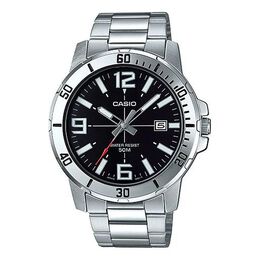Часы Casio Stainless Steel Strap Mens SilverBlack Analog, черный mtp-vd01d-1bv | silverblack