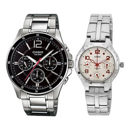 Часы Casio Couple Waterproof Stainless Steel Strap SilverWhite Analog, белый mtp-1374d-1a&ltp-2064a-7a2 | silverwhite