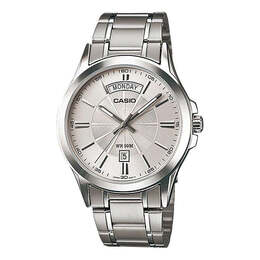 Часы Casio Sports Quartz Waterproof Stainless Steel Strap Unisex Mens SilverGray Analog, серый mtp-1381d-7avdf | silvergray