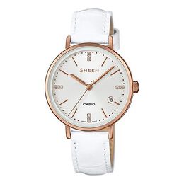 Часы Casio SHEEN Quartz Waterproof Sapphire Crystal White Analog, белый she-4048pgl-7aupr | white