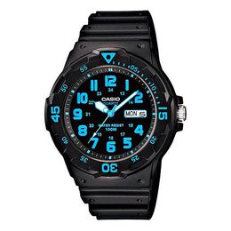 Часы Casio Sports Quartz Mens Black/Blue Analog, черный mrw-200h-2b | black/blue