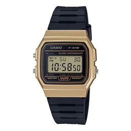 Часы Casio Waterproof Unisex Mens Black/Gold Digital, черный f-91wm-9a | black/gold