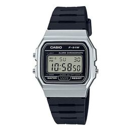 Часы Casio Waterproof Unisex Mens Black/Silver Digital, черный f-91wm-7a | black/silver