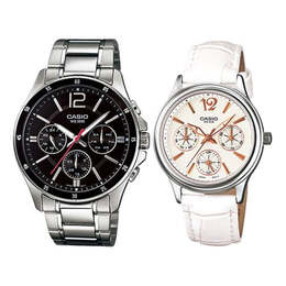 Часы Casio Quartz Waterproof Mens Black/White Analog, черный mtp-1374d-1a&ltp-2085l-7a | black/white