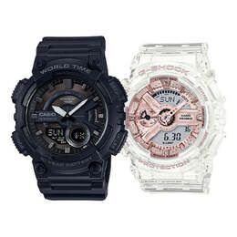 Часы Casio Baby-G 'Black & White', черный aeq-110w-1b&gma-s110sr-7a | black/whiterose gold
