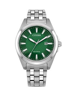 Часы Eco Classic с браслетом из нержавеющей стали, 41 мм Citizen, цвет Green 4901007 | green/silver