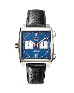 Автоматический мужской хронограф Monaco Calibre 11, цвет Blue кожаный, 39 мм Tag Heuer, цвет Blue 1651513 | blue/black