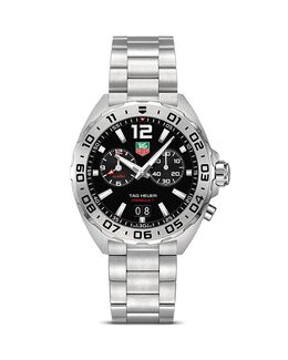 Мужские кварцевые часы Formula 1 с будильником из черной стали, 41 мм Tag Heuer, цвет Silver 1571717 | black/silver
